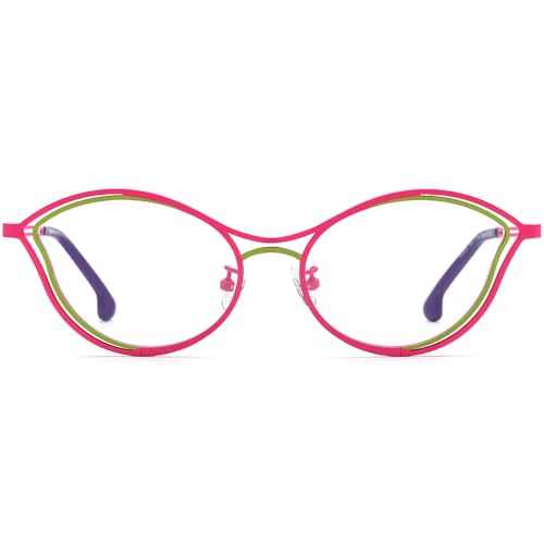 Image of FONEX Colorful Pure Titanium Glasses Frame Women Retro Round Eyeglasses