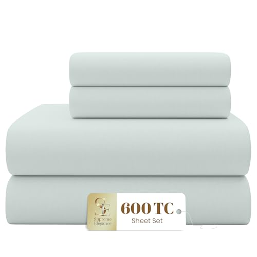 SUPREME ELEGANCE 600 Thread Count Full Bed Sheets Soft Gray,