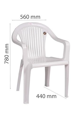 PETALS Plastic Chair for Living Room | Armchairs Set of 4 | Arm Chair for Home, Office, Garden, Drawing Room, Indoor & Outdoor | Capacity Upto 150 Kgs | White, 4 Pcs, Royal | 3 Years Warranty