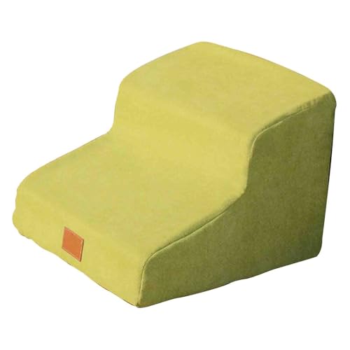 ドッグステップ ステップ ドッグ 犬用階段ランプ、洗えるテクスチャードカバー付き2段スポンジ犬用ステップ、滑り止めバランスのとれた小型犬、猫用屋内ペットランプ(Green)