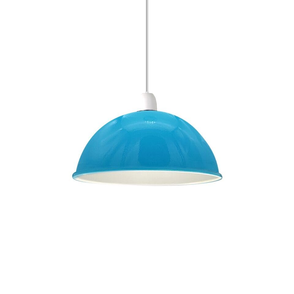 Modern Lamp Shade Metal Vintage Pendant Light Shade Easy Fit Retro Ceiling Light Includes Shade Reducing Plate to Fit All Types of Lamp Holders (Blue-40 cm Dome)