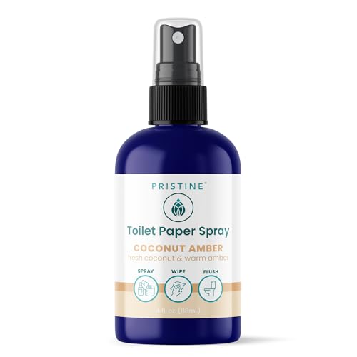 Image of PRISTINE Toilet Paper Spray - As Seen on Shark Tank, More Natural Personal Cleansing Wipes & Flushable Wet Wipes Alternative, Spray Toilet Paper to Create Flushable Wipe, Coconut Amber, 4 fl oz