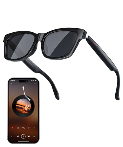 GLOSSIA AI Smart Glasses, Bluetooth Audio Glasses for Men Women, Blue Light Smart Glasses with Noise Cancelling, Hands-Free Calls, Music & Voice Control for Work/Study/Travel, iOS/Android