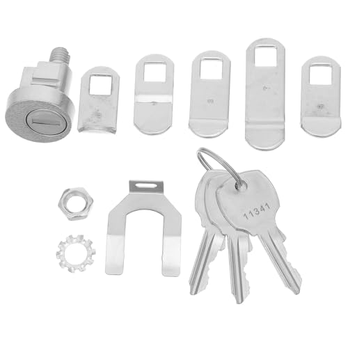 ibasenice 1 Set Letterbox Cam Lock, Mail Box Latch, Toolbox Lock, Security Cabinet Drawer Latch Replacement for Trailer, RV Boxes, with 3 Keys & 5 Different Plates