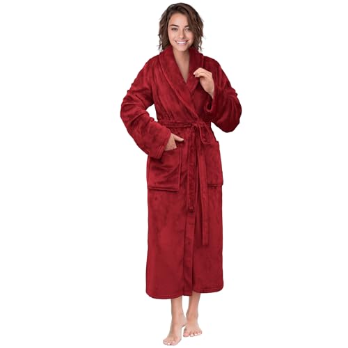 Image of PAVILIA Womens Robe Fleece Plush Soft, Fluffy Fuzzy Cozy Warm Bathrobe, Shower Spa House Long Robe for Women