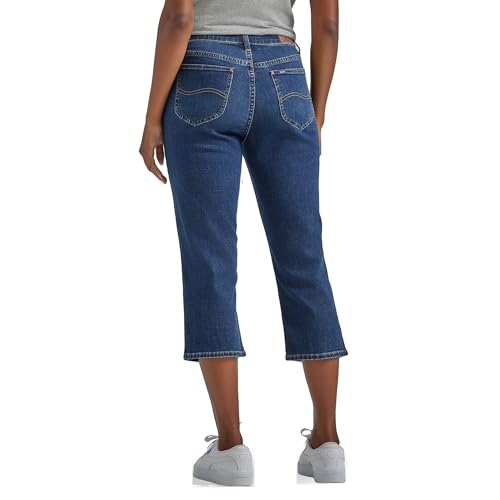 Lee Women's Midrise Denim Capri Jeans/Pants (Stormy Lines Medium Wash) (US, Numeric, 22, Regular, Regular, Medium Wash Stormy Lines)2