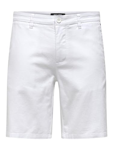 ONLY & SONS Herren ONSMARK 0011 Cotton Linen Shorts NOOS Chinoshorts, White, L