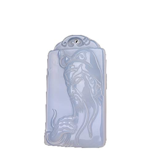 Pure Natural Guan Gong Pendant Exquisite Wu Caishen Guan Yu Brand White Chalcedony Agate Zhongyi Guan Yu Pendant Jade Pendant