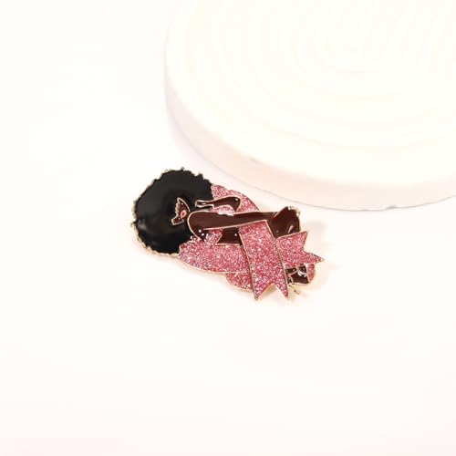 Image of Breast Cancer Awareness Pink Rhinestone Ribbon Pin - Faith Believe Women's Brooch, Survivor Lapel Pin for Cancer Month - Merchandise Accessories Decor