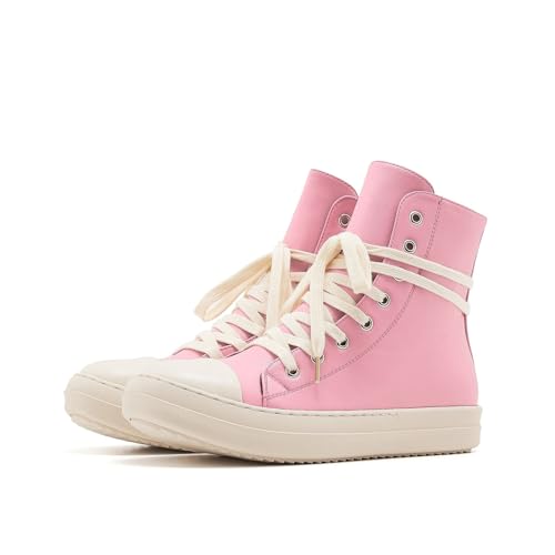 AmoreParis Fashion High Top Sneakers for Women Lace Up Canvas Shoes with Zipper Comfort Platform Walking Shoes