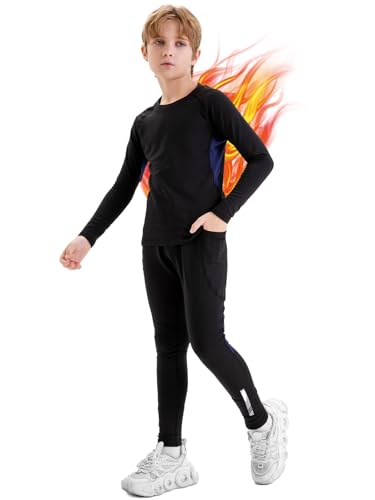 Aiseyi Thermounterwäsche Kinder Warm Skiunterwäsche Innenvlies Funktionsunterwäsche mit 2 Taschen, Schnelltrocknend Thermo Unterwäsche Atmungsaktiv Fußball Ski Thermowäsche Set für Jungen Mädchen 170 Aiseyi Thermounterwäsche Kinder Warm Skiunterwäsche Innenvlies Funktionsunterwäsche mit 2 Taschen, Schnelltrocknend Thermo Unterwäsche Atmungsaktiv Fußball Ski Thermowäsche Set für Jungen Mädchen 170