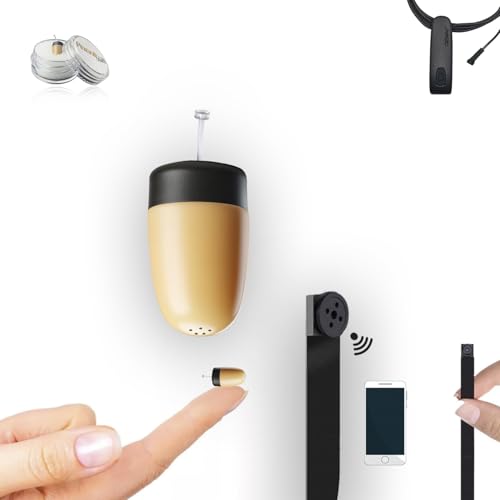 Pinganillosocultos Kit Auricular Invisible Supermini + Collar Bluetooth V10 con Micrófono + Camara Boton