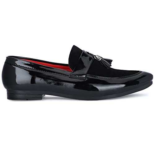 Image of LE GREEM Men's Patent Leather Slip on Casual Loafers