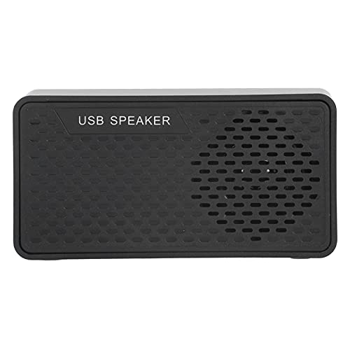 Desktop Computer Speaker: Portable USB Powered Mini Speaker with Built in Sound Card, Driver Included, Plug and Play for Home Office ABS Black, 3.8X1.2X1.9In