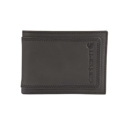Image of Carhartt Men's Leather Triple Stitch Wallet, Durable Full-Grain Leather Bifold, Trifold & Rodeo Styles, Gifts for Men