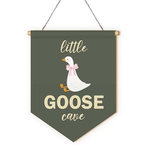 Image of MOTERMATE Little Goose Cave Bow Nursery Sign Decor, Little Man Girl Cave Signs for Girls Boys, Baby Boy Girl Toddler Room Front Door Wall Hanging Decor Decorations for Nursery, Goose Baby Items,8x10In