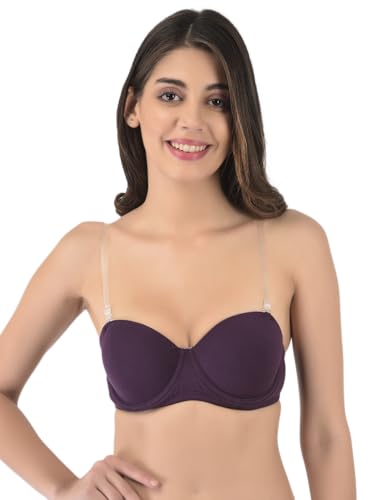 Image of Softline Women's Cotton Rich Padded Wired Demi-Cup Bra | Seamless, Breathable & Soft Fabric | Everyday Comfort & Support