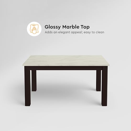 Image of Godrej Interio Allure 6-Seater Rubber Wood Rectangular Dining Table (1-Year Warranty, Brownish Black)