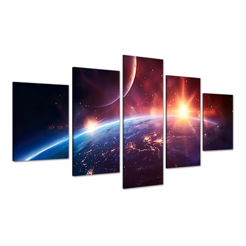 5 Piece Space Earth Canvas Wall Art - Modern Outer