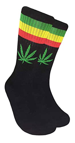 Mens Marijuana Weed Leaf Rasta Black Socks
