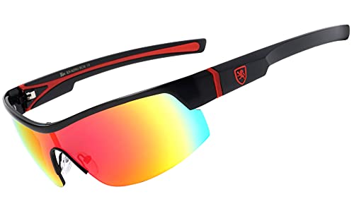 Khan Coil - Lightweight Men's Half Frame Sports Sunglasses UV 400 Protection