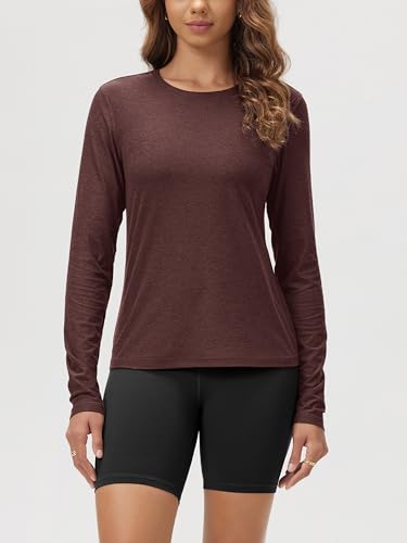 Image of ODODOS Women's Long Sleeve T-Shirt - Ultra Soft odSTRATUM Tech Performance Top UPF 50+ Breathable Crew Neck Pullover