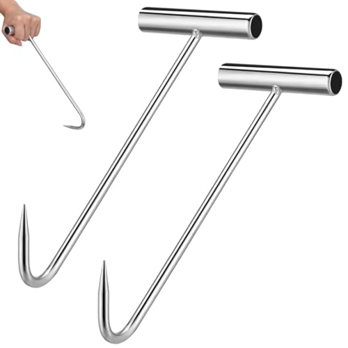 DOITOOL Manhole Cover Hooks 2Pcs T-Shape Pull Hook Lifting Tool Heavy Duty Steel Manhole Lifter for Outdoor Drain Grate and Lid Opening