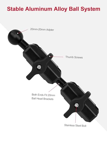 Image of Nilkatss 2pcs 20mm /0.787inch Ball Mount Extension Arm - Specifically for 20mm /0.787inch Systems - Dual Socket Aluminum Alloy Connector