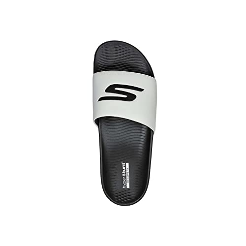 Image of Skechers Hyper Slide - Deriver Synthetic Leather Regular Slipon Mens Flip Flops (WHITE, SIZE 08) (246020-WBK 7)