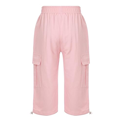ACSUSS Kids Girls Boys Drawstring Cargo Pants Trousers Elastic Waistband Jogger Pants with Pockets2