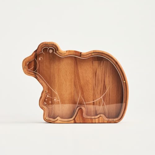 TEXAS BEST GIFT Personalized Mama Bear Wooden Piggy Bank for Kids