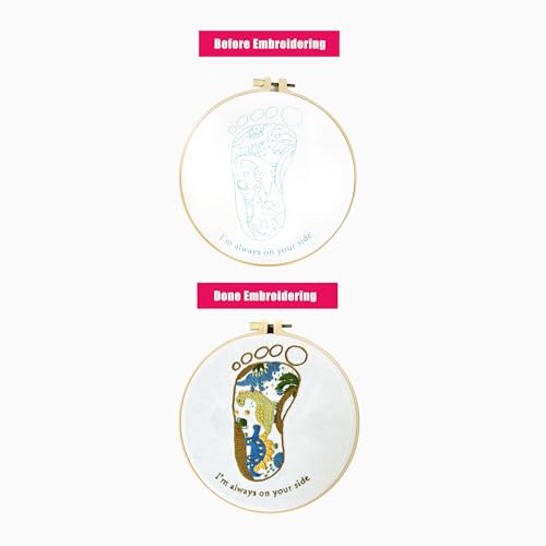 Image of mozhijing Dinosaurs Embroidery Kit for Beginners, Handmade Embroidery Gift for Newborn Boy, Embroidery Hoops, Fabric, Patterns, Floss, Needles, Needlepoint Cross Stitching Supplies