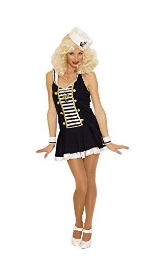 Déguisement Femme Marine Sexy Noir et Blanc - Noir - M/L