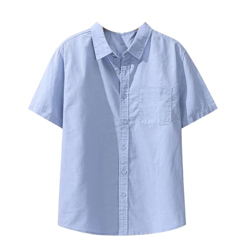 Chemise homme coton lin manche courte anti-chaleur le top fluide vintage pour l'été