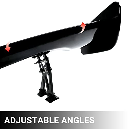 47" Universal Wing Spoiler Gt Style Adjustable Racing Spoiler Abs Lightweight Gt Spoiler Rear Trunk Spoiler Wing Universal Fit For Mustang Gt300 Gt500 Spoiler, Gloss Black #TOP3