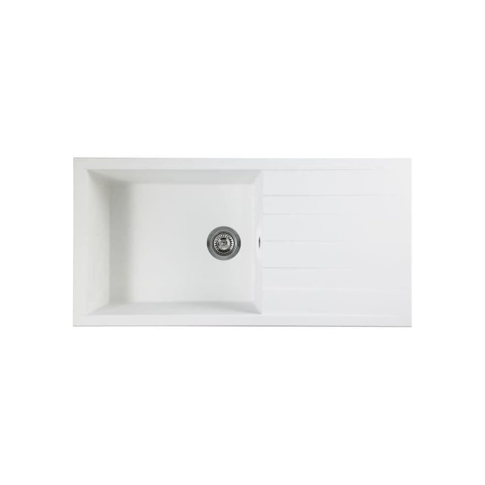 Évier à encastrer CUBE design minimaliste SMC blanc uni, cuve premium 100 x 50 cm