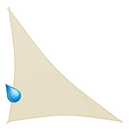 sunprotect 83278 wasserabweisend Sonnensegel Hydro, 3,6 x 3,6 x 5 m, 90° Grad Dreieck, wasserabweisend, Creme