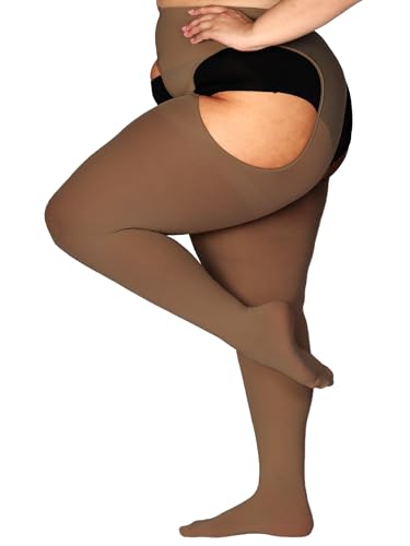 Image of HONENNA Plus Size Suspender Tights for Women, Semi Opaque Sexy Garter Belt Nylons Mock Thigh High stockings