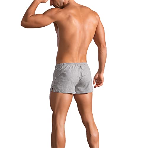 palglg Mens Bodybuilding Shorts 3 Inch Inseam Drawstring Closure Cotton