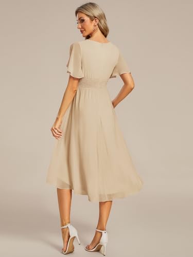 Image of Ever-Pretty Women's Chiffon Crew Neck Empire Waist Wedding Guest Dress Summer Short Sleeve Semi Formal Dresses 02053