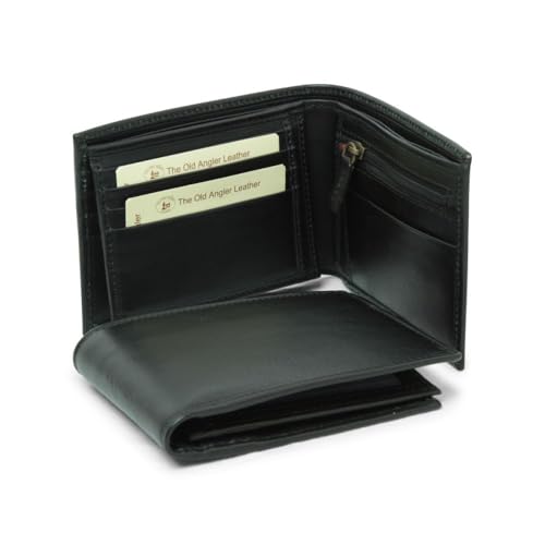 Portefeuille en cuir Old Angler italien noir avec blocage RFID élégant