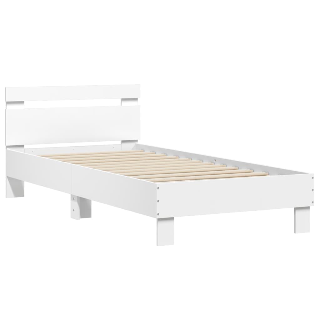 vidaXL Cama con Cabecero, Somier de Invitados, Armazón Marco de Cama, Mueble para Dormitorio Hogar, Madera de Ingeniería Blanca 90x190 cm