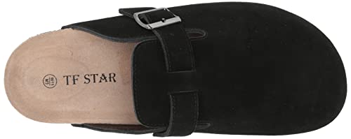 Tf Star Unisex Soft Footbed Clog Cow Suede Leather Clogs, Cork Clogs Shoes For Women Men Black #TOP4