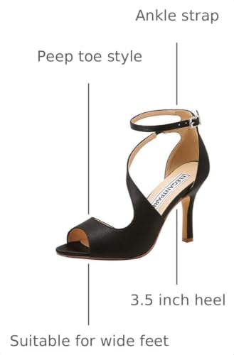 Image of ELEGANTPARK High Heel Sandals for Women, Satin Strappy Wedding Dress Shoes | Adjustable Buckle, 3.5 inch Peep Toe Shoes for Bride, Wedding Guest, Bridal Reception, Evening Party, Prom and Formal Event