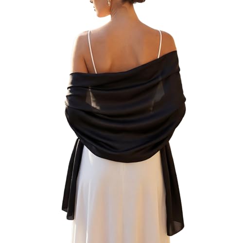RIIQIICHY Women Shawls and Wraps for Evening Dresses Like Chiffon Silk Scarf Formal Silky Pashmina Shawls for Weddings