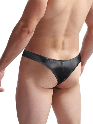 Moily Men's Metallic Shiny Hologram Thongs Underwear Sexy Low Rise Bulge Pouch Briefs2