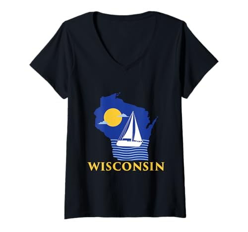 Mujer Tiempo de verano en Wisconsin Life Lake Michigan Camiseta Cuello V