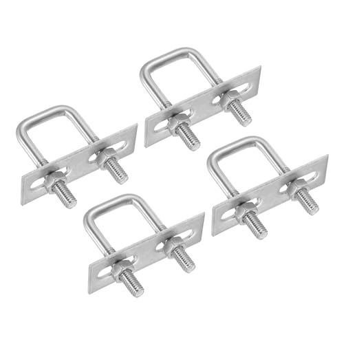 Image of PATIKIL M8x30x60mm Square U-Bolts Kit, 4Set 304 Stainless Steel Square U Shaped Bolts Replacement Parts with Frame Plates and Nuts for Ski Board Sailboat Trailer