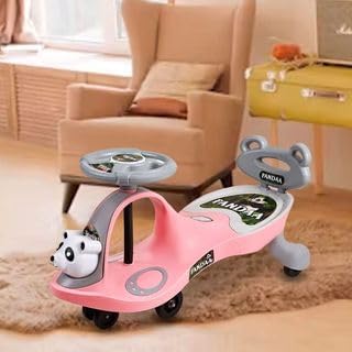 PRETEENS Panda Swing Car for Kids Ride on Car for Kids Smooth Ride Pull Along Toys, Elegant Design and Comfortable Seats, Baby Magic Car -(Pink)