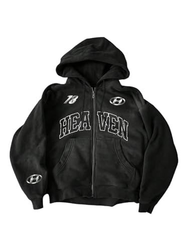 SOLY HUX Men's Hoodies Zip Up Graphic Long Sleeve Hooded Fall Sweatshirts Vintage Streetwear